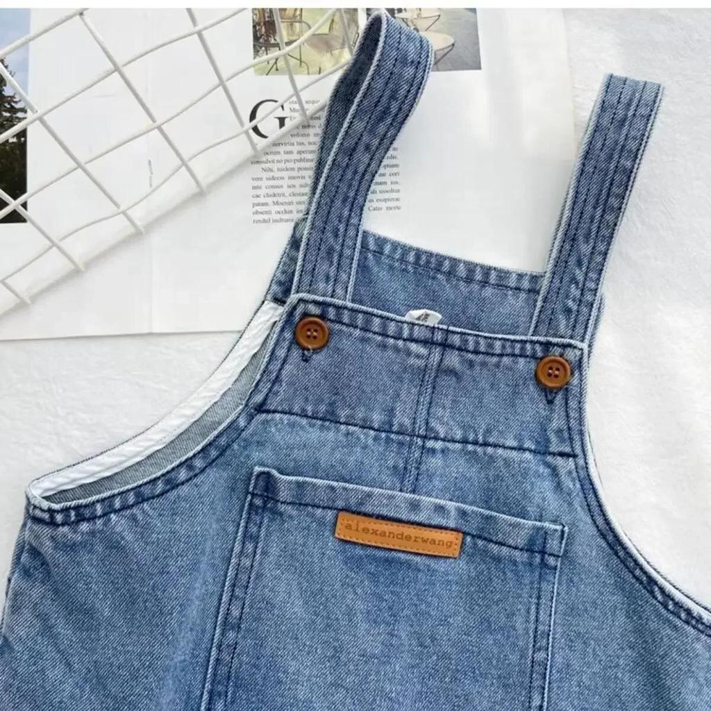 Macacão jeans sólido para bebês meninos, calças jeans infantis, macacão infantil, roupas infantis, macacão infantil, roupas de outono para meninas