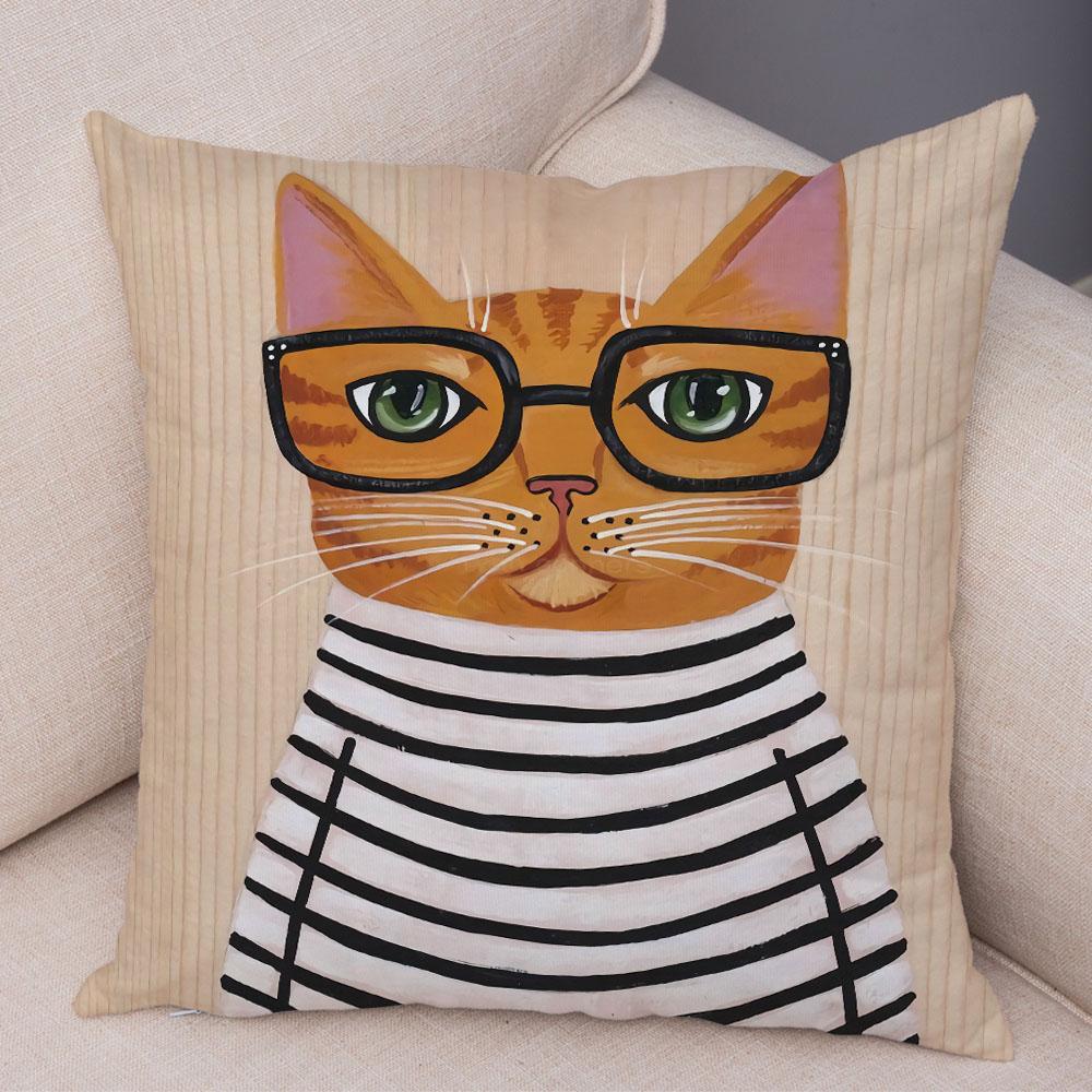 Bedroom Cute Funny Cartoon Coffee Cat Pillowcase Decoration Pet Animal Pillowcase Cushion Cover Sofa Home Car