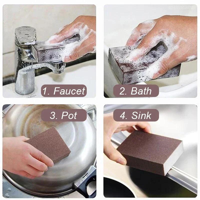 1/16Pcs Magic Sponge Eraser Carborundum Removing Rust Cleaning Brush Descaling Clean Rub for Cooktop Pot Kitchen Sponge