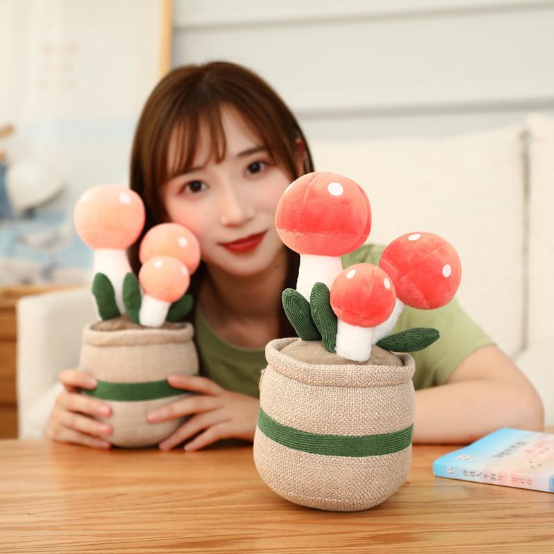 Smiling Flowerpot Flower Pot Plush Toy Stuffed Tulip Hareball Succulent Plant Mushroom Plushie Decor Gift