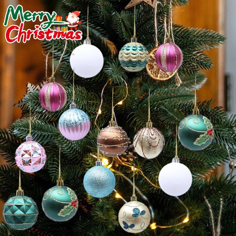 24/8PCS Glitter Painting Xmas Balls Set Christmas Tree Hanging Pendants Ball New Year Party Ornaments Home Decoration Supplies