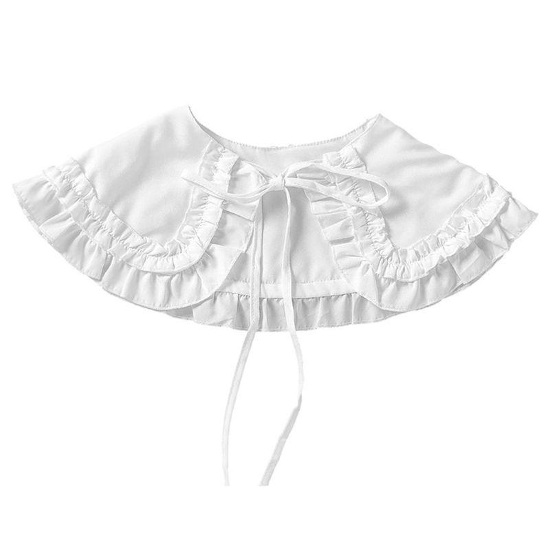 Japanese Women Girls Lolita Doll Double Layer Ruffles Fake Collar Shoulder Wrap
