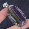 Fluorite Gemstone Handmade 925 Sterling Silver Jewelry Pendant 2.56" R1v09