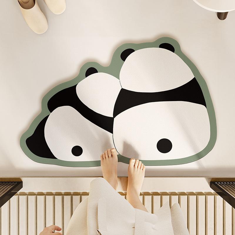 Cartoon Panda Bathroom Bathroom Absorbent Diatom Mud Floor Mat Cute Pad Anti-Slip Carpet Mat