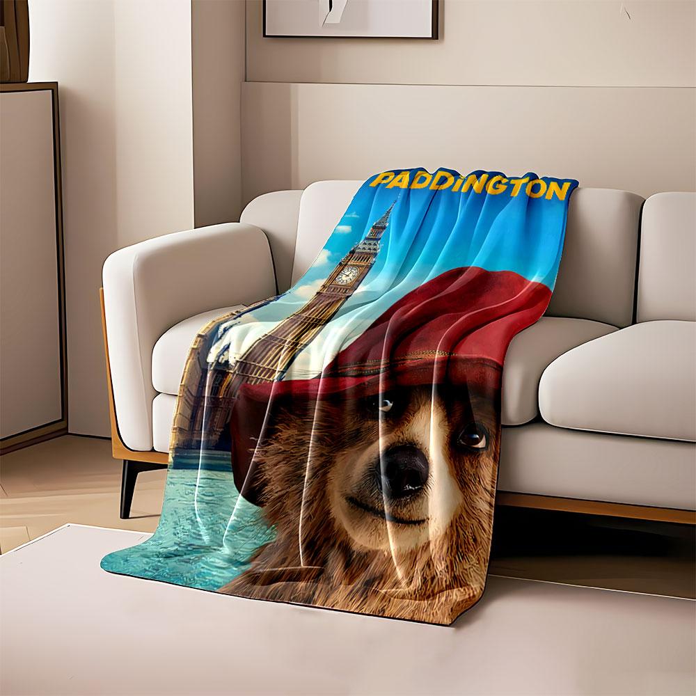 Illustration featuring Big Ben, bold yellow text, and a furry red hat. for all seasons blanket lunch break throw gift 80cm x 120cm