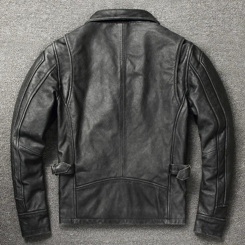 Chinese Size Men Cowhide Coat Vintage Men Leather Jacket Genuine Leather Clothes Men's Winter Jacket Motorcycle Biker Jackets