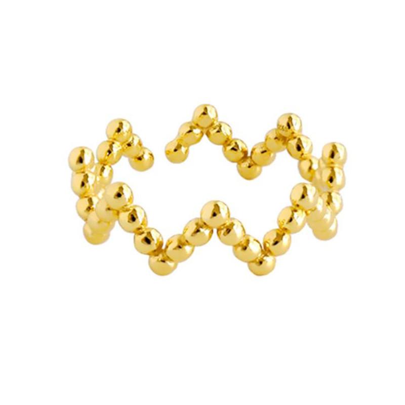 

New Creative Round Bead Wave Simple 925 Sterling Silver Jewelry Personality Geometric Smooth Bead Opening Rings TYB462 золотий