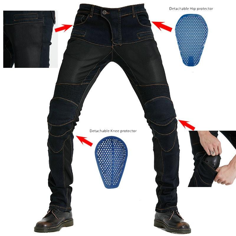 Mens Motorcycle Riding Pants With Silicone Padding Breathable Mesh Protective Gear Biker Safety