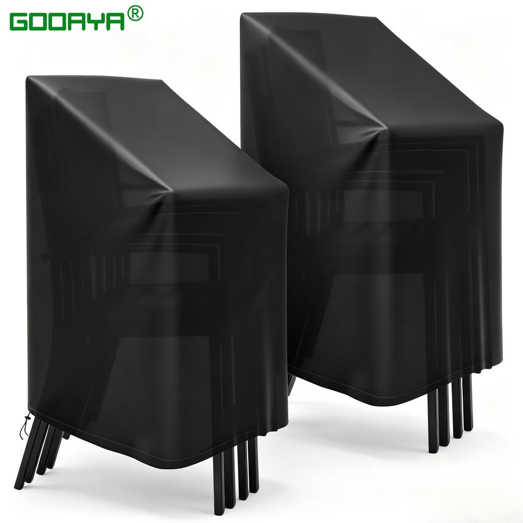 Waterproof 210D Stacking Outdoor Chair Cover UV Resistant Rain Snow Dust Proof Garden Yard Seat Protector