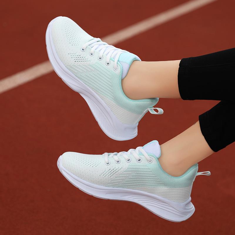 Spring and Summer New Women's Shoes High Elastic and Lightweight Running Shoes Middle School Students Lightweight Breathable Fly Knitting