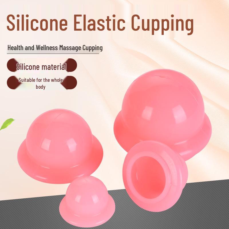 Pink Silicone Cupping Device Set No. 1-4 for Household Vacuum Moisture Absorption & Health Care