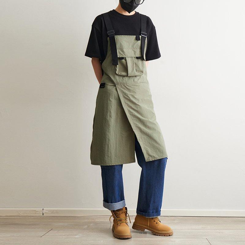

Long Adjustable Cross Strap Apron with Split Leg Design Suitable for Coffee Shop Server Art Students Home Cleaning OneSize зелений