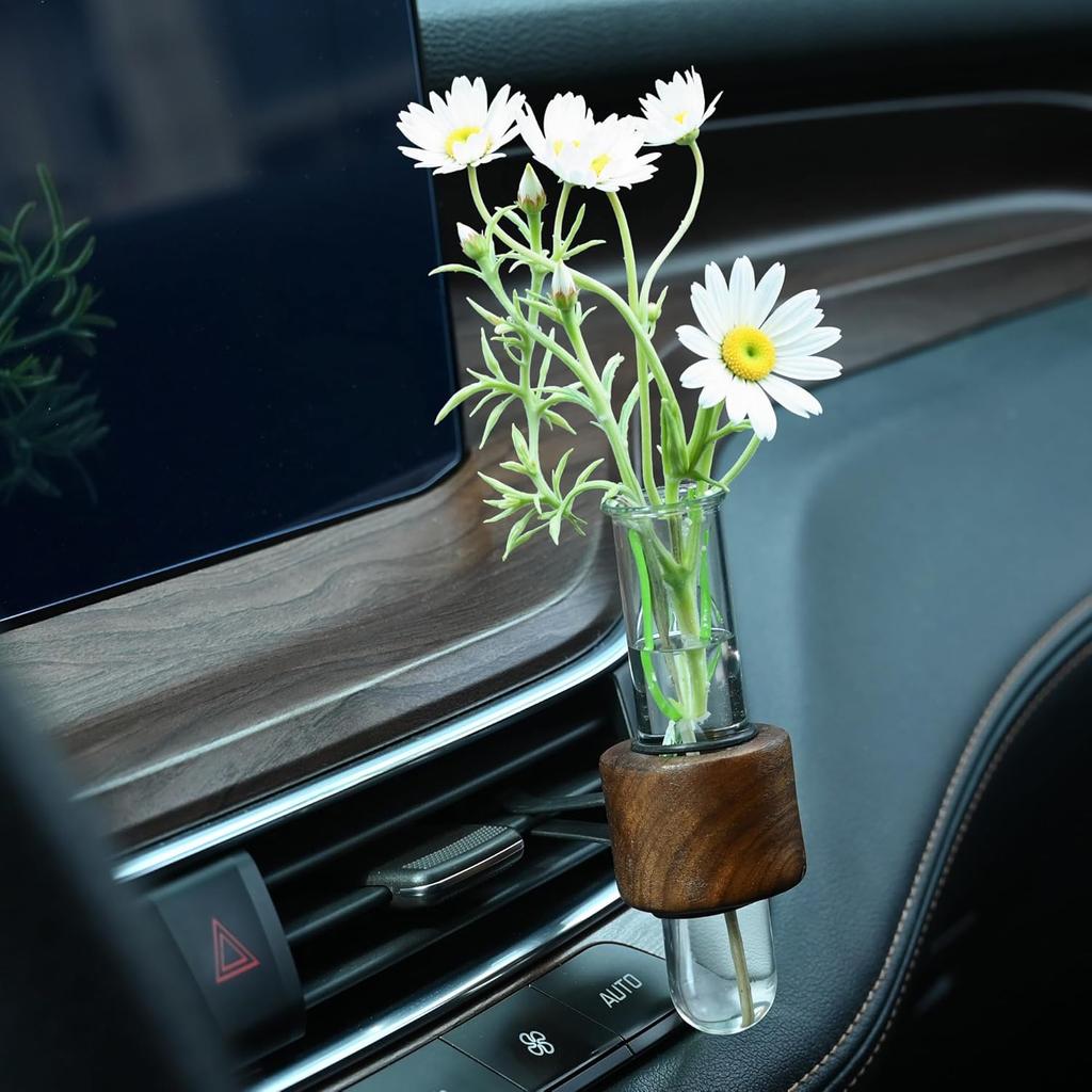 Car Propagation Vase Vent Clip, Car Plant Flower Holder with Glass Tube