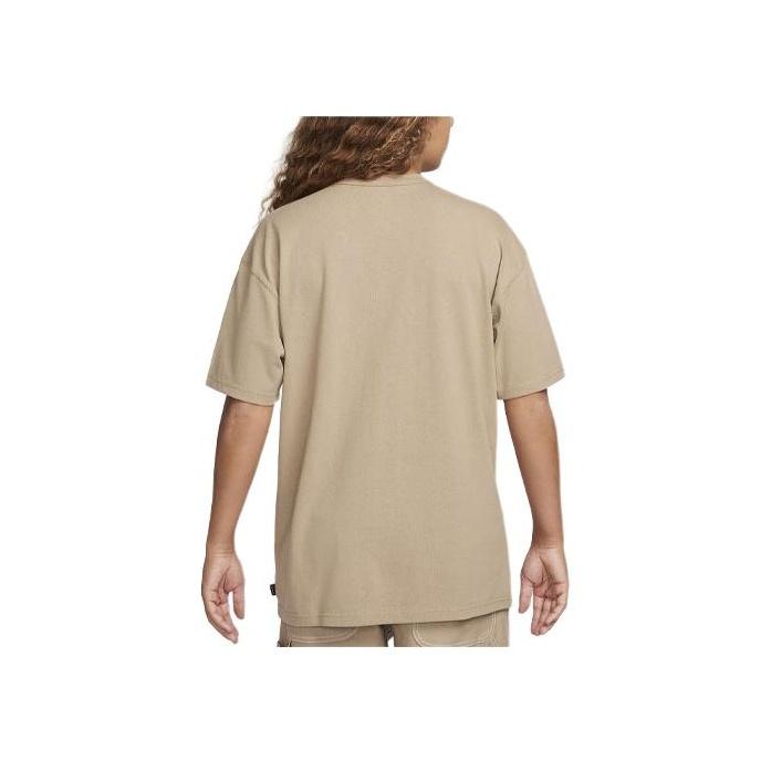 Nike Sportswear Essentials Logo Embroidered Ribbed Crew Neck Short Sleeve T-Shirt Men Tops Khaki DO7392-247