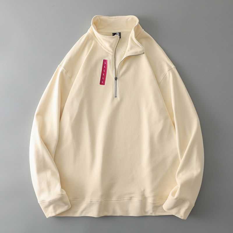 Trendy American Cowboy Spring and Autumn Export Export Sweater Light Beige XL