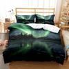 Northern Lights King Queen Duvet Cover Natural Landscape Bedding Set Colorful Sky Scenery Quilt Cover Polyester Comforter Cover