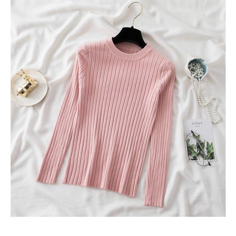 Herbst Oansatz Gestrickte Lange Hülse Frauen Pullover 2023 Mode Koreanische Dünne Strickwaren Winter Casual Gestreiften Tops Jumper 28713