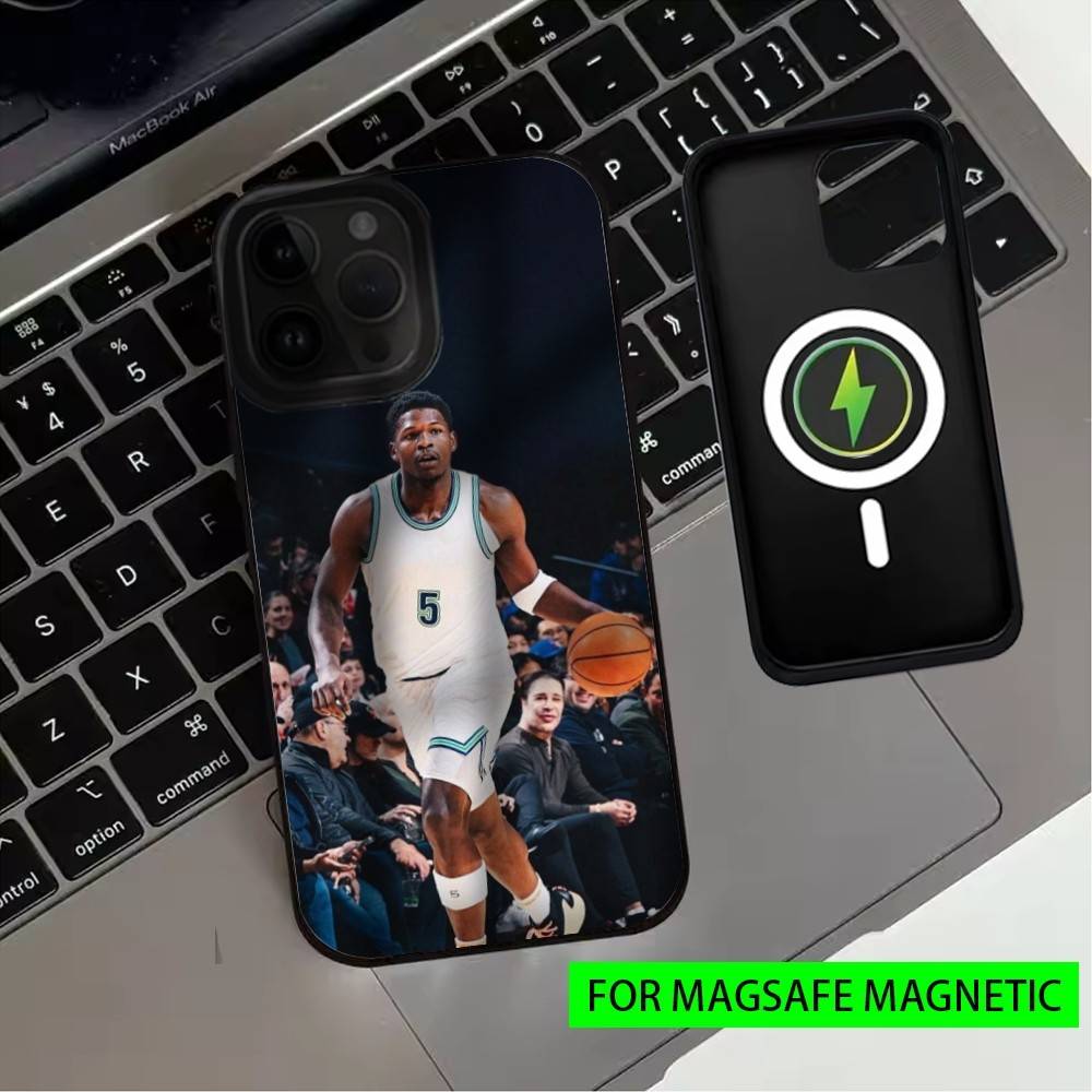Basketbalová hvězda A-Anthony Edwards Pouzdro na telefon Pro iPhone17,16,15,14,13,12,11 Plus,Pro Max Magnetické Pro Magsafe Bezdrátové nabíjení