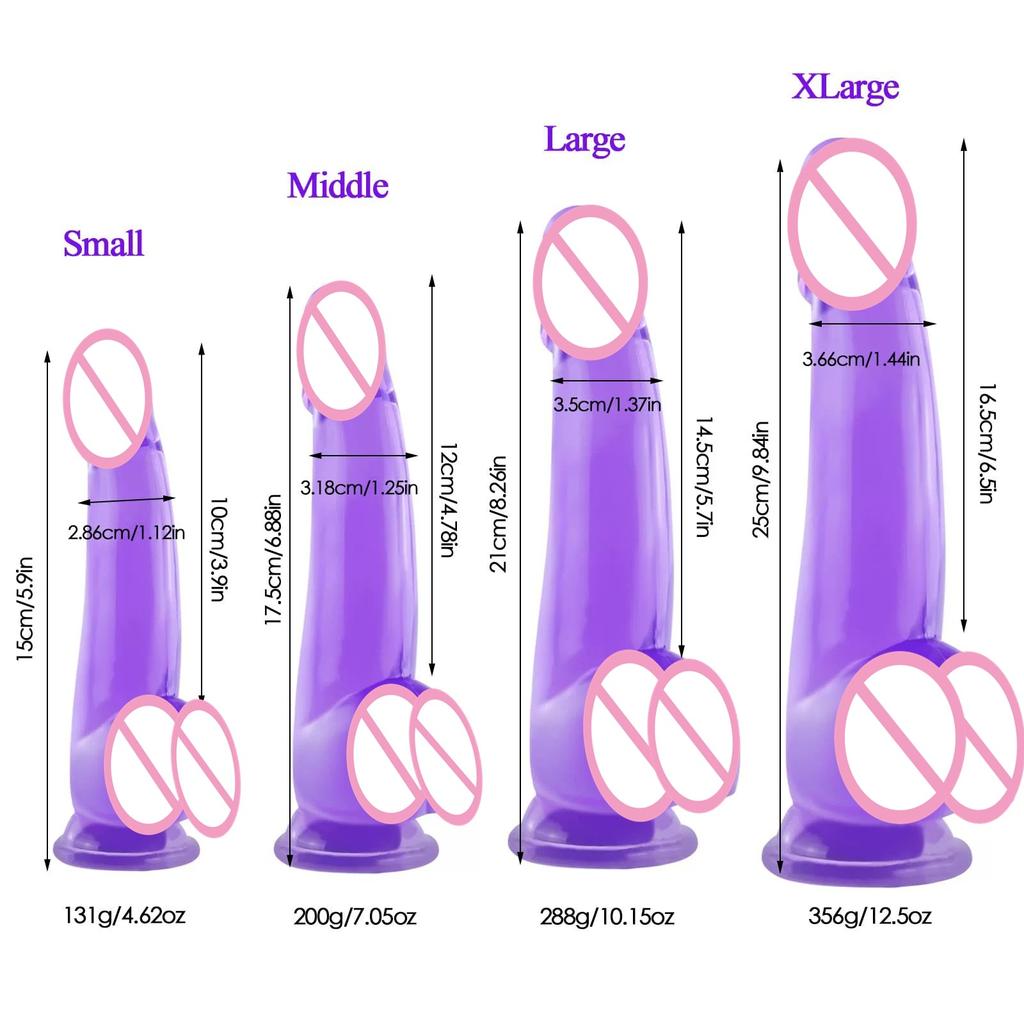 Mixed Color Crystal Anal Plug Penis Women's Transparent Masturbation Stick plus-Sized Small and Medium Color Simulation Dildo Cannon