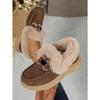 Winter New Metal Buckle Fleece Cotton Shoes Women's 2025 Plus-size Thick-soled Warm Fur Sneakers