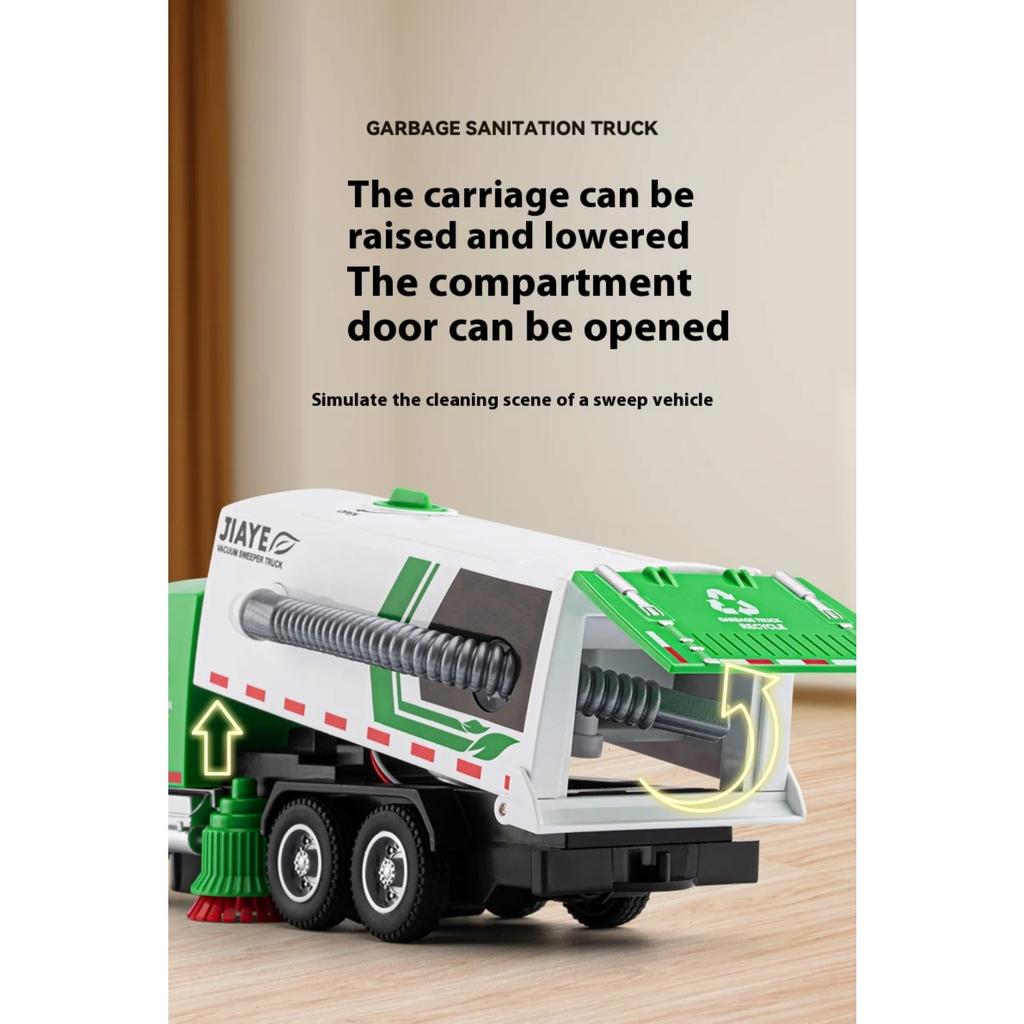 1/50 Vacuum Cleaning Truck Alloy Diecast Model Urban Sanitation Series Toys Hight Simulation Sound Light Toy Birthday Presents