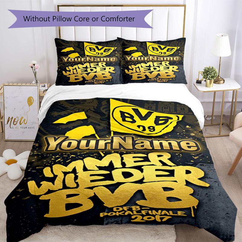 Borussia Dortmund Customize Your Name Bedding Set Breathable Duvet Cover with Pillowcases Home Decoration Birthday Gift