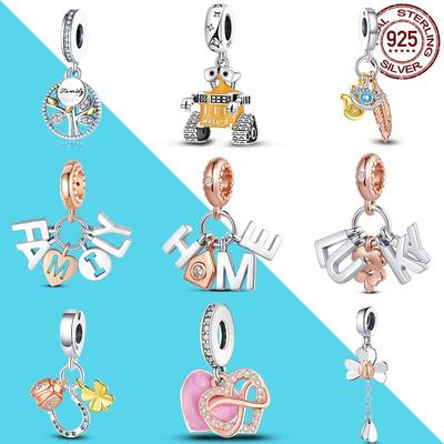 Silver And Rose Gold Series 925 Sterling Silver Dangle Charm Bead Fit Charms Bracelet Jewelry Making Women Gift