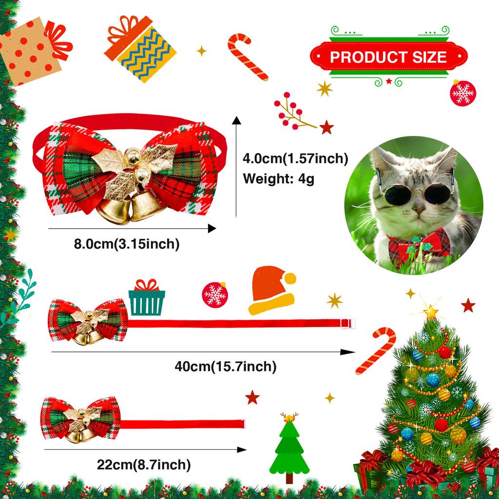 Weihnachts-Hundehalsband mit Glocke Krawatte Haustier Katze Krawattenhalsband Modisches Verstellbares Halsband Katze Hund Kleidung Haustierbedarf Neujahrsgeschenk