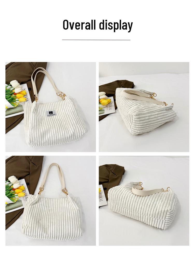 Women's Corduroy Chain Shoulder Bag - 2025 Autumn/Winter High-End Large Capacity Tote