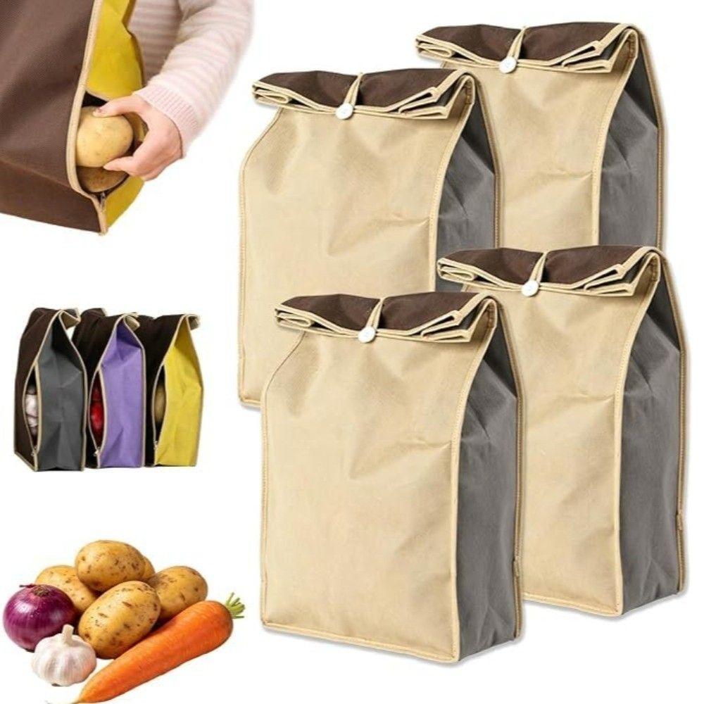 Self Sealing Potato Onion Storage Bags with Side Zipper Onion Storage Pouch Pantry Organizer
