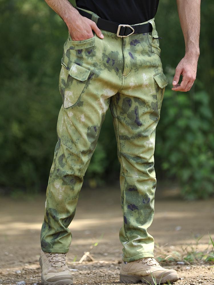 Pánské outdoorové sportovní trekingové fleecové kalhoty tepláky vícekapsové kalhoty městské teplé cargo kalhoty