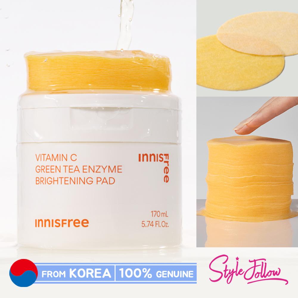 Innisfree Vitamin C Green Tea Enzyme Brightening Pad 170ml (1 Pack / 60 Pads)