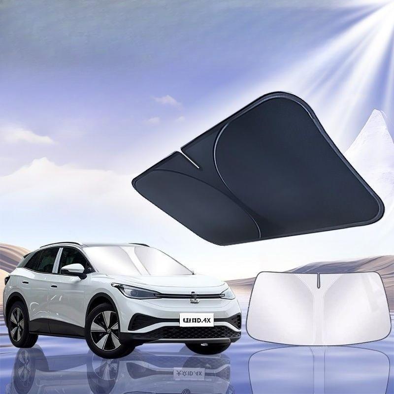 Für Volkswagen ID.4X VW Auto Windschutzscheiben Sonnenschutz Blocker UV-Strahlung Reflektor Auto Fensterblende Schild Abdeckung Faltbarer Sonnenschirm 1 Stück