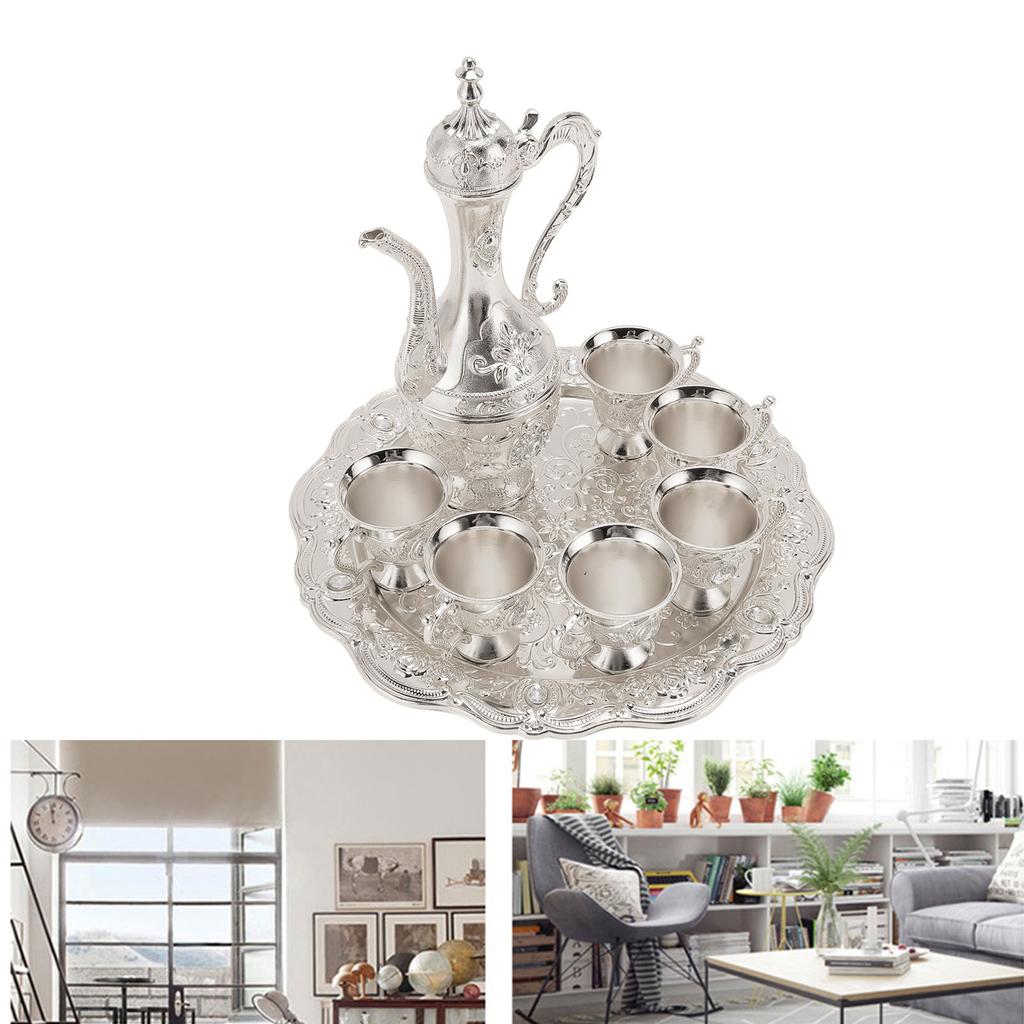 Sada Hrnečků na Víno ze Slitiny Nerezavějící Nádherná Dekorativní Vintage Sada Kávovarů na Čaj Domácí Večírek Svatba