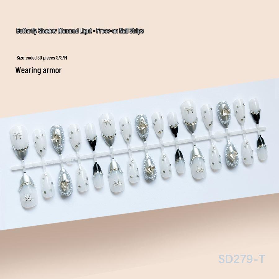 Butterfly Shadow Glitter Diamond Eco-Friendly Nail Art Tips