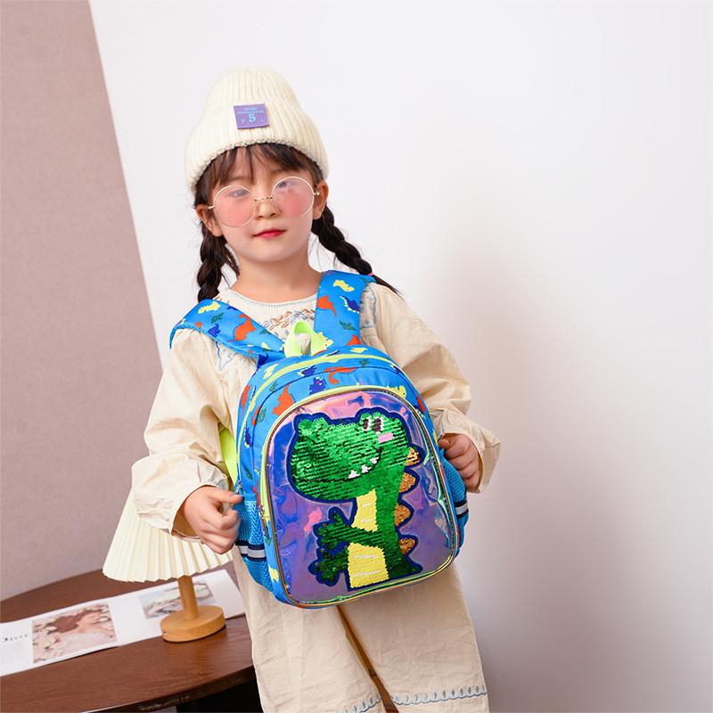 Adorable Sequin Dinosaur Kids Backpack Oxford Cloth Cute Cartoon Design