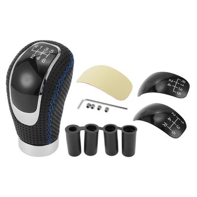 TUCKBOLD Universal Shift Knob with 4 Adapters for Manual Transmission PU 1 Set 6-Speed Vehicles, 9.5cm Leather, Black/Blue,