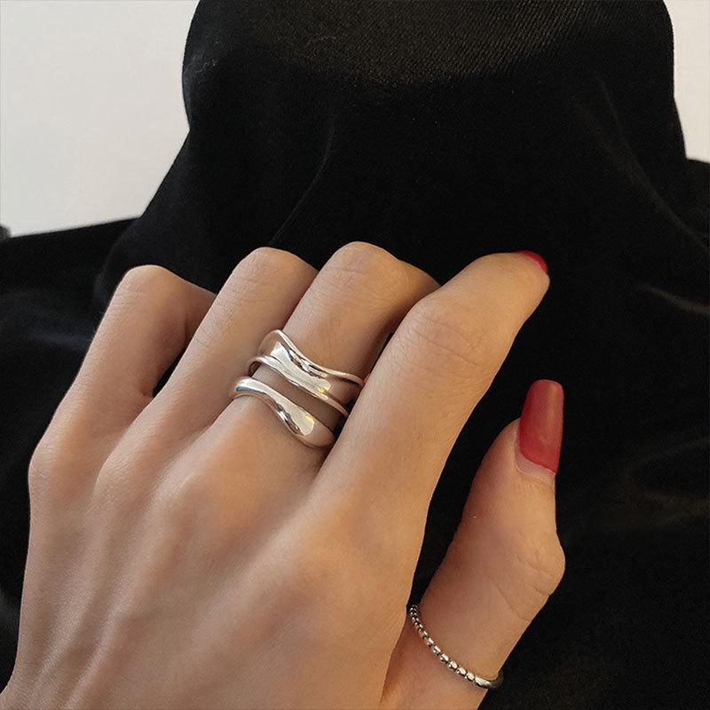 South Korea Dongdaemun Double-Layer Ball Ring: S925 Sterling Silver, Fashionable Design for Women