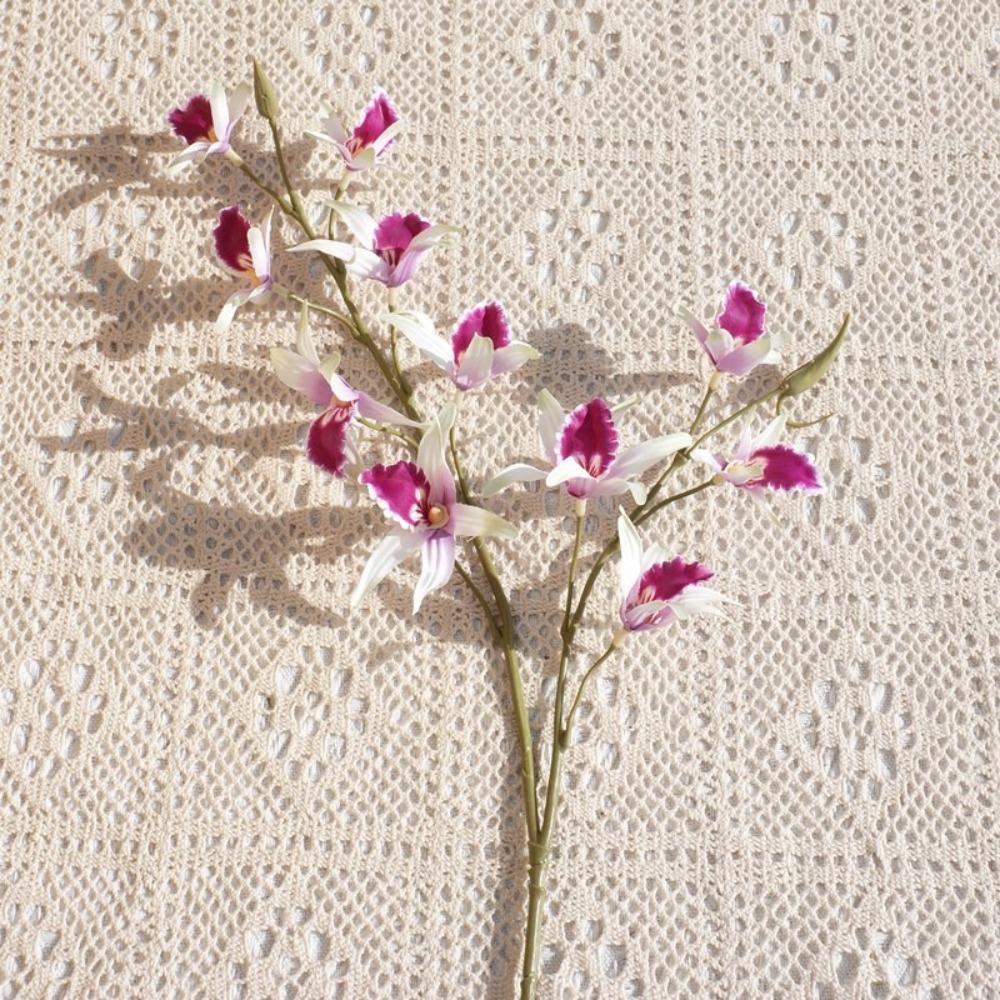 2 Fork Artificial Dendrobium Branch Realistic Real Touch Simulation Orchids Exquisite Handmade Fake Flowers Wedding Party Decor