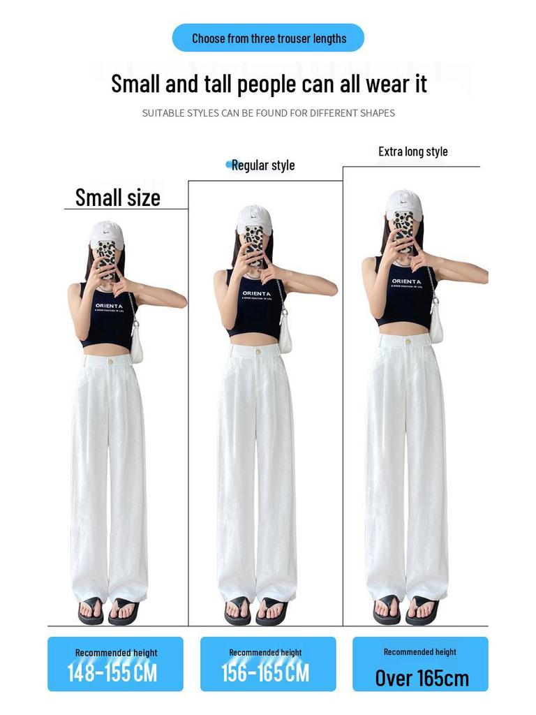 2026 Women's Tencel Linen High-Waisted Wide-Leg Pants: Thin, Sun-Protective, Casual Style