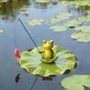 Outdoor Frog Statue Garden Koi Pond Resin Decoration, Frog Decor For Yard Fishing Statue Patio, Lawn Garden Decorative