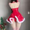 Women Sexy Christmas Dress Bodysuit High-End New 's Robe Set Patent Leather Cross Straps Tight Little Devil Exotic Costumes
