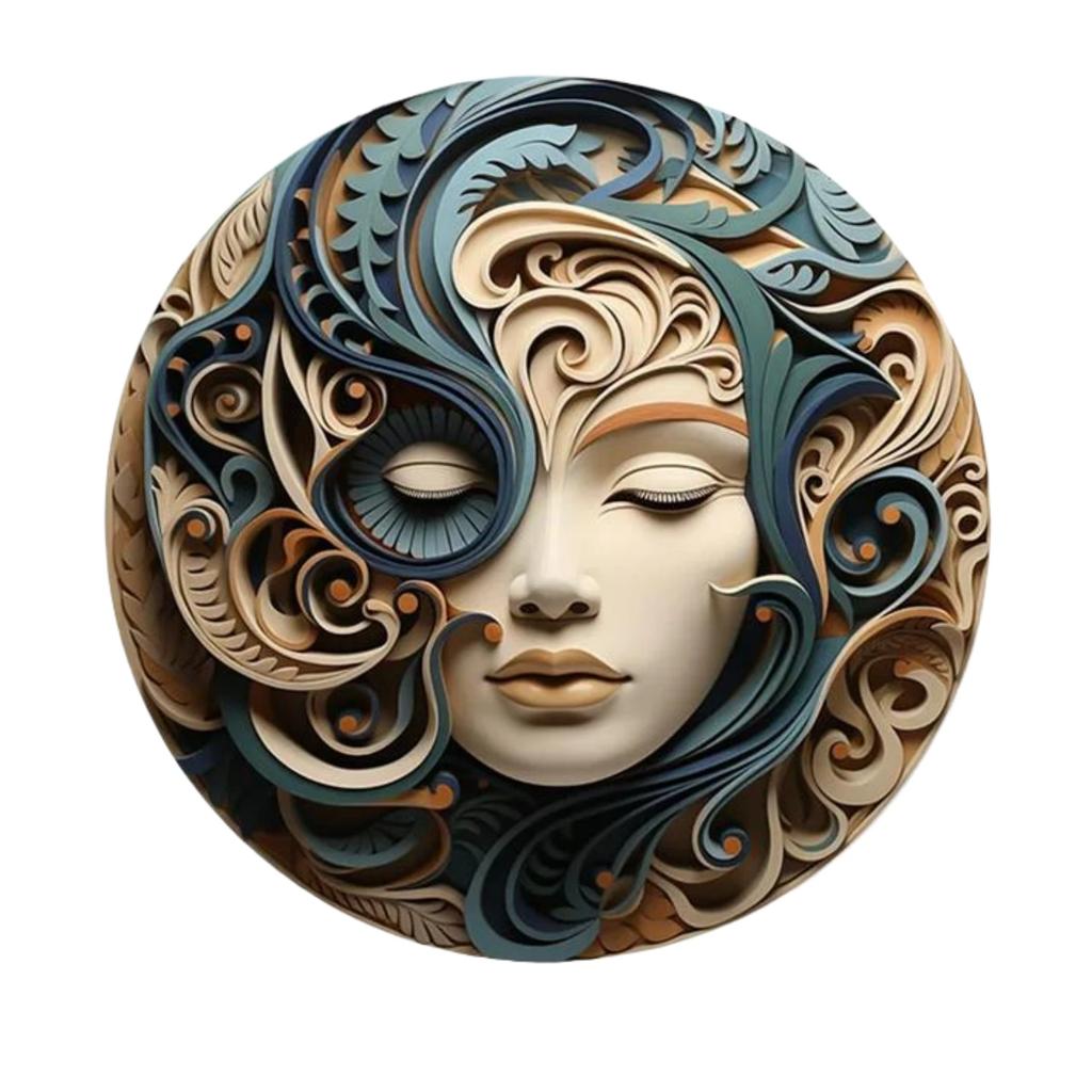 High Definition Metal Tin Sign Set Bohemian Sun Moon Goddess Round Wall Art Decor for Spiritual Home