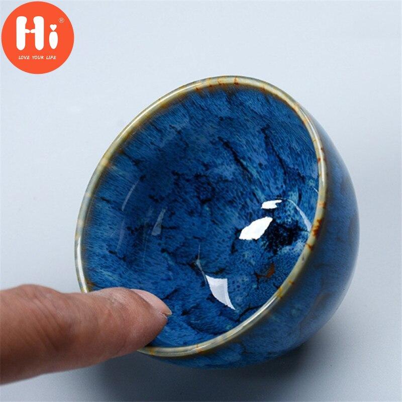Hi Ceramic Kiln Change Šálek Porcelánový Kung Fu Hrnek na kávu Domácnost Čajová mísa Ručně vyráběná Temmoku Glaze Šálek na vodu Nádobí řemesla