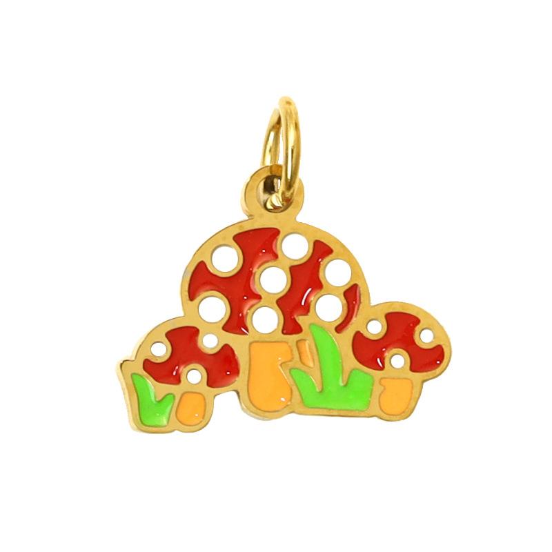 Summer On The New National Tide Does Not Fade Niche Dripping Oil Colored Mushroom Necklace Accessories Diy Design Pendant Female