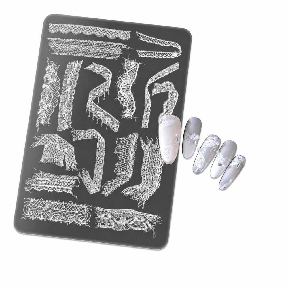 Hollow Floral Nail Stamping Plates Plaid Pattern DIY Manicure Stencils Manicure Tools