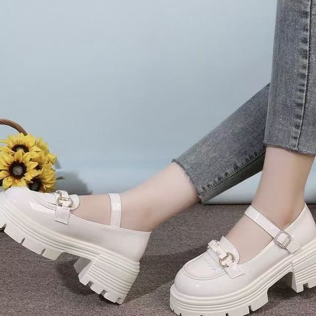 Autumn thick-soled small leather shoes look good skirt single shoes Japanese with fashionable small fragrant style Mary Jane shoes fairy