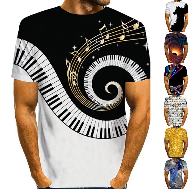 

Новая летняя мужская модная футболка Личность Примечание Трек Мужская футболка с принтом