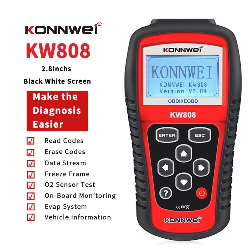 KONNWEI KW808 OBD2 Auto skener OBD2 Automotive Diagnostic Scanner Tool Nástroje na čítanie chybových kódov motora pre autá