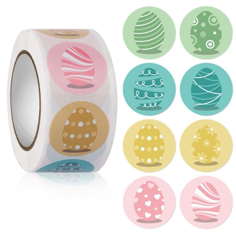 

500 шт. Пасхальные наклейки Счастливой Пасхи Яйцо Кролик Рулонная наклейка Этикетки для запечатывания для детей Пасхальные украшения Наклейка для подарочных коробок